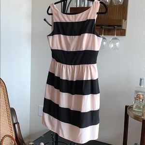 Pink & Black Striped Cocktail Dress
